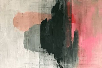 Modern abstract in zwart, wit en roze van Studio Allee