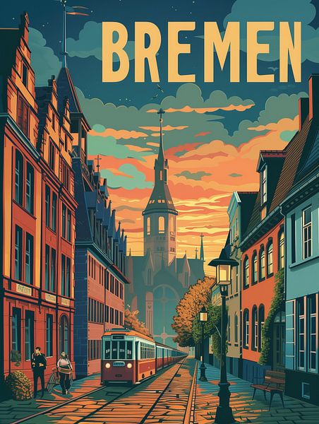 Bremer Altstadtbummel: Retro-Stadtbilddruck von Travel Shop