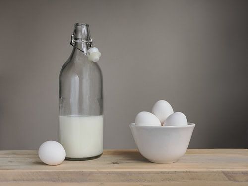 Still life milk and eggs