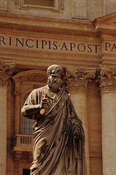 Statue in St Peter's Square with St Peter's Basilica in the background by MADK