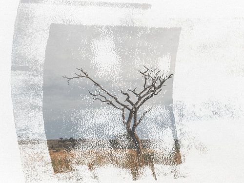 Tree in Africa: Mixed media artwork in vintage look #2
