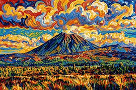 Fiery Cloud Factory: An Expressionist Volcanic Landscape of Mount Taranaki in New Zealand by Dirk van der Ven