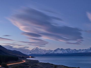 Nuages lenticulaires sur le Mont Cook au coucher du soleil sur Keith Wilson Photography