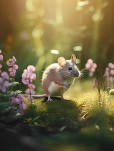 Eine verträumte Maus in blumiger Pracht