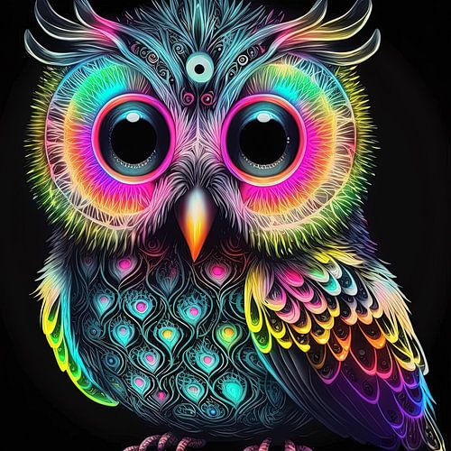 Uil in neon kleuren
