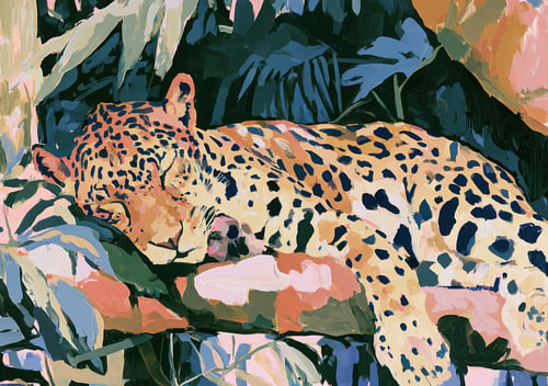Sleeping leopard in the jungle – a modern animal portrait