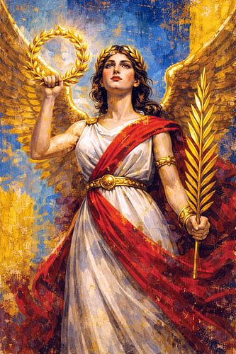 Griekse Godin Nike schilderij.