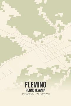 Vintage landkaart van Fleming (Pennsylvania), USA. van Rezona