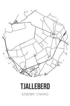 Tjalleberd (Fryslan) | Landkaart | Zwart-wit van MijnStadsPoster