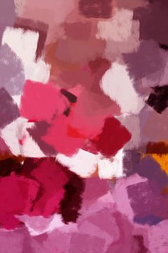 Modern abstract schilderij in neonroze, paars, bruin van Dina Dankers