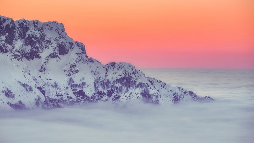 Untersberg at sunset, above the clouds in the evening in Bavaria by Daniel Pahmeier