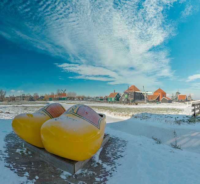 Two giant clogs at the Zaanse Schans, Zaandam, North Holland by Rene van der Meer