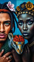 Couple with fantasy animals #3
