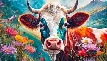 Peinture artistique avec une vache sur Mustafa Kurnaz