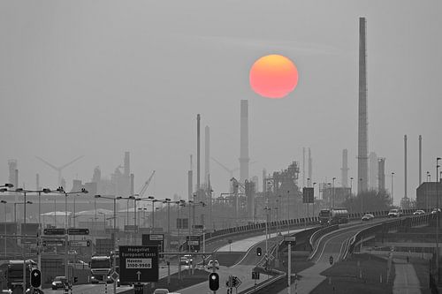 Coucher du soleil Shell Rotterdam