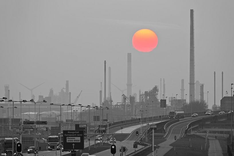 Coucher du soleil Shell Rotterdam par Anton de Zeeuw
