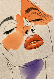 Minimalist Portrait of a Woman in Orange by SPEQ ART