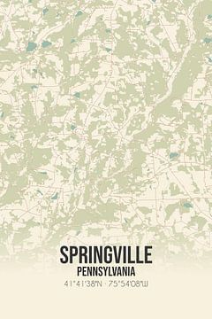 Vintage landkaart van Springville (Pennsylvania), USA. van MijnStadsPoster