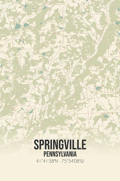 Carte ancienne de Springville (Pennsylvanie), USA. par Affiches de lieux
