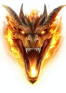 Feuerspeiender Drache in eindrucksvoller Nahaufnahme