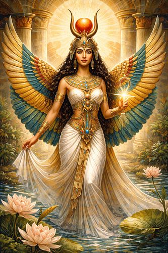 Schilderij van de Egyptische godin Isis.