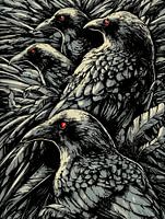 Raven met rode ogen - Mysterieus gotisch kunstwerk van wilde dieren