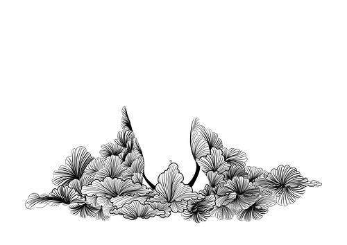 Poster Vrouw - Fine line illustratie - Sexy - Zwart Wit