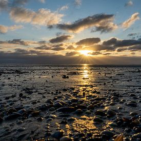 Wadden sea at lsunset, Bernersiel, Germany by shot.by alexander