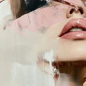 Roze lippen, modern en abstract van Carla Van Iersel