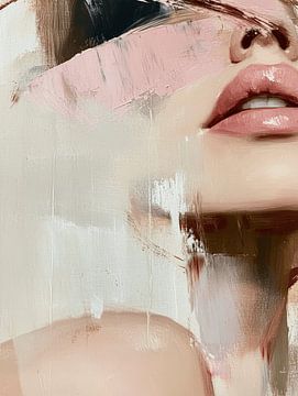 Roze lippen, modern en abstract van Carla Van Iersel