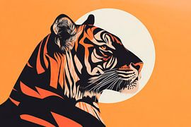 Tijgerprofiel voor een stralende zonsondergang van Poster Art Shop