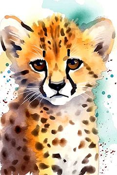 Aquarel van een cheetah van Christian Ovís