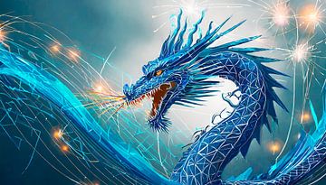Blue dragon with wings by Mustafa Kurnaz