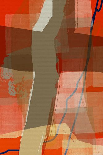 Kleurrijke moderne abstracte vormen en lijnen in rood en oranje