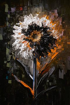 Ausdrucksstarke Blume im abstrakten Stil von De Muurdecoratie