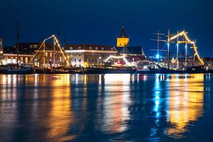 Kampen Abendpanorama der Skyline am Fluss IJssel