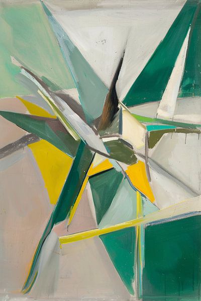 Abstract with Green and Yellow Paint by Imperial Art House