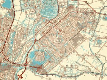 Carte de Heerhugowaard dans le style Blue & Cream sur Map Art Studio