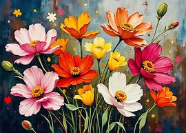 Farbige Blumen expressionistisch von The Photo Artist