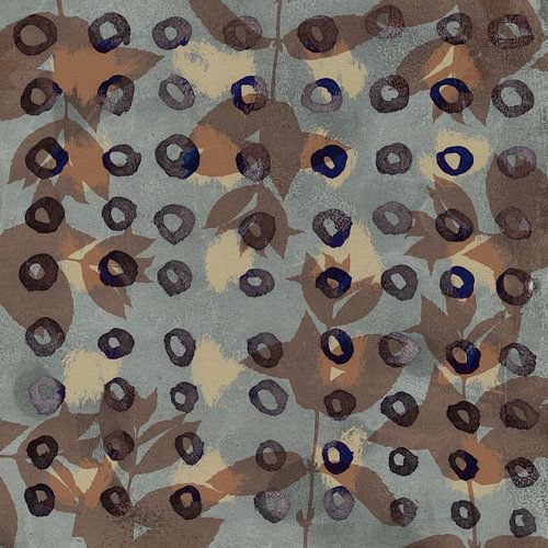 Abstract botanisch. Bruine bladeren op warm grijs en wit.