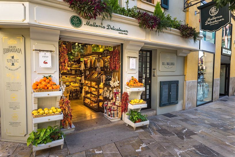 Mallorca Delicatessen gourmet food store shop at historic city center of Palma de Majorca by Alex Winter