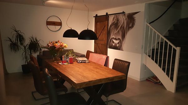 Customer photo: Portrait Scottish Highlander black and white by Sandra van Kampen