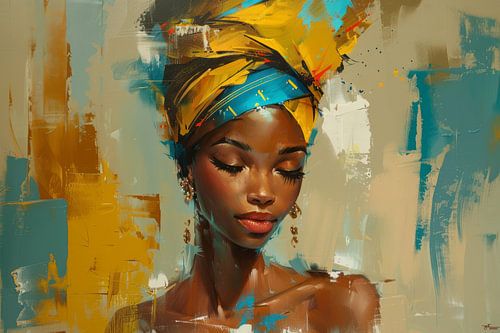 Portrait coloré d'une jeune femme sur Carla Van Iersel