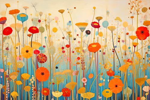 Abstract stilleven met Klaprozen