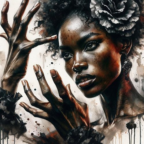 Noir Flamenco-Hände Porträt von Chromatic Fusion Studio