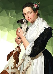 Eine junge Frau mit zwei Hunden