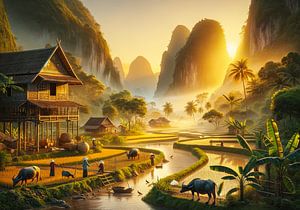Southeast Asian Karst Village Life