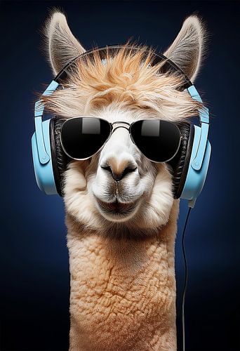 Alpaca luistert naar muziek...