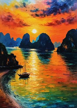 Zonsondergang Ha Long Bay van MIROKKU
