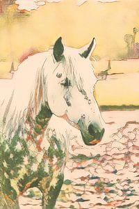 Dromerige Dageraad - Impressionistisch Paardenportret van Femke Ketelaar